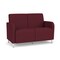 Lesro Siena Lounge Reception 2 Seat Tandem Seating No Center Arm, Brushed Steel, OH Wine Upholstery SN2101 - alternate 1